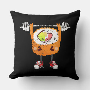 Funny Japanese Food Gym Weightlifting Gift T-Shirt Throw Pillow