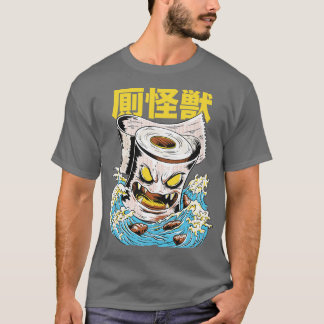 Funny Japanese Kaiju Toilet Paper Monster Style T-Shirt