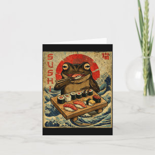 Funny Japanese Kawai Frog Pun Food Frog Humor Sush Card