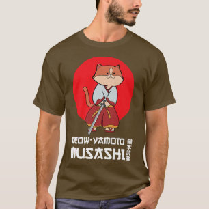 Funny Japanese Samurai Cat Cute Kawaii Anime Cat T-Shirt