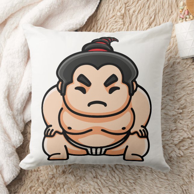 Funny Japanese Sumo Man Throw Pillow (Blanket)