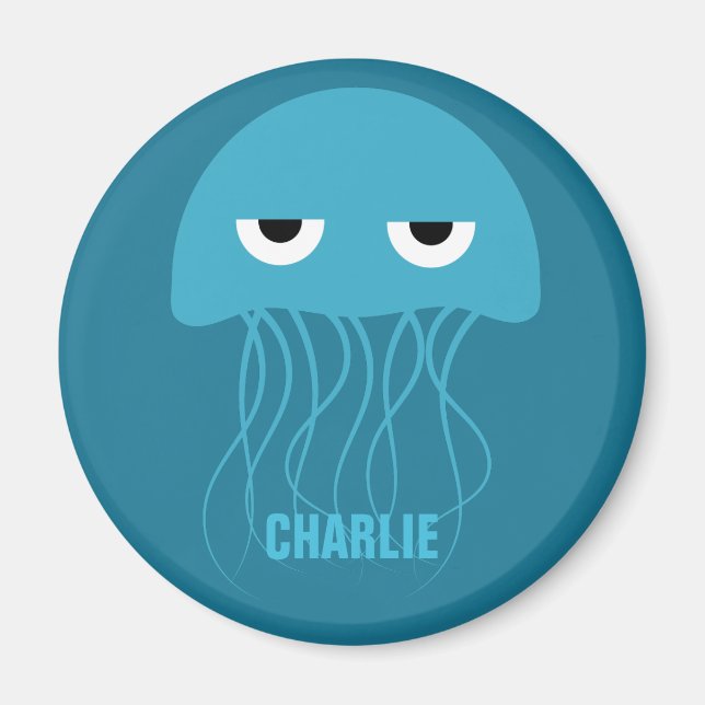 Funny Jellyfish custom monogram magnet (Front)