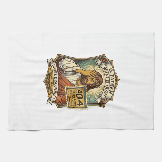 Funny Jesus 404 Error Web Developer Programmer Hum Kitchen Towel (Horizontal)
