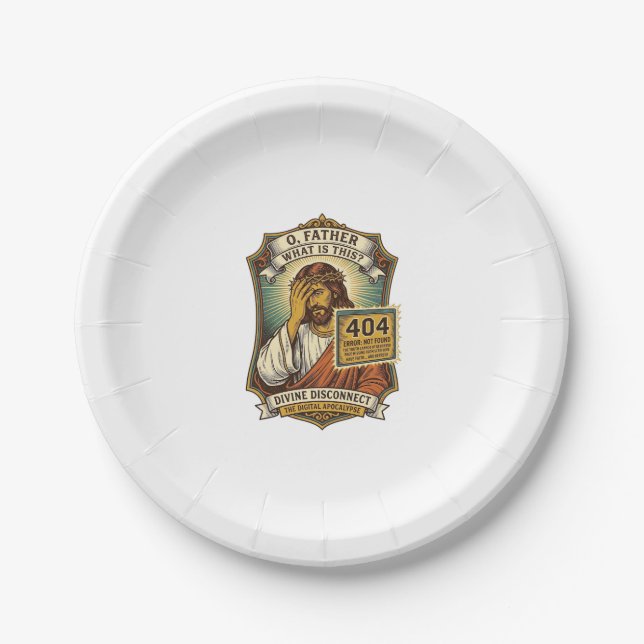 Funny Jesus 404 Error Web Developer Programmer Hum Paper Plate (Front)