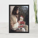 Funny Jesus and Santa Holiday Card<br><div class="desc">Funny Santa and Jesus Christmas card for atheists which will offend Christians with its funny Jesus and Santa imagery and slogan.</div>