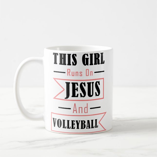Funny Jesus And Volleyball Christian Sports Quote  Coffee Mug (Left)