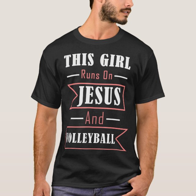 Funny Jesus And Volleyball Christian Sports Quote  T-Shirt (Front)