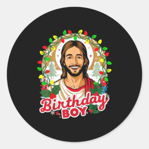 Funny Jesus Birthday Boy Christmas Xmas Holiday Ug Classic Round Sticker