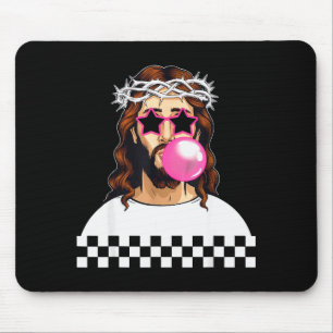 Funny Jesus Blowing Bubblegum & Wearing Sungl Mouse Pad