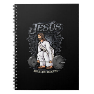 Funny Jesus Christian Weight Lifting Pun Men Him G Notebook