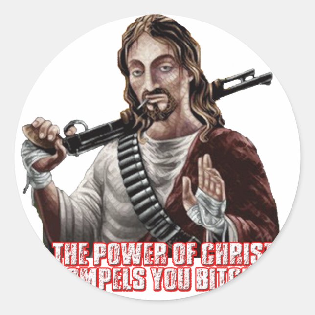 Funny jesus classic round sticker (Front)