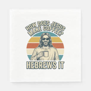 Funny Jesus Coffee Vintage Engraving Shirt Design_ Napkin