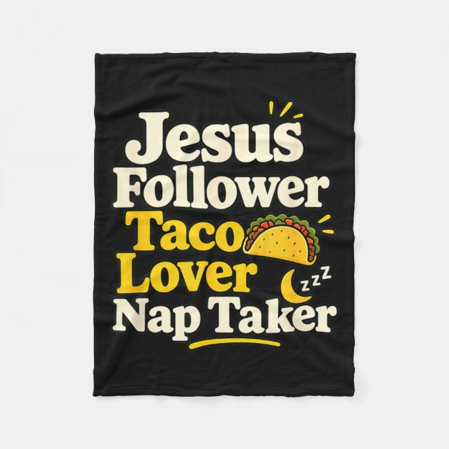Funny Jesus Follower Taco Nap Sleeping Lover Fleece Blanket (Front)