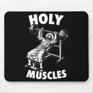 Funny jesus holy muscles bench press gym fitness mouse pad