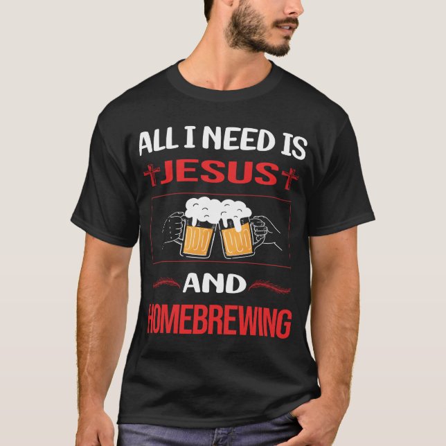 Funny Jesus Homebrewing Homebrew Homebrewer Beer H T-Shirt (Front)
