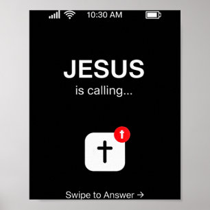 Funny Jesus Is Calling Christian Religious Humor G Poster