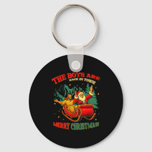 Funny Jesus Santa The Boys Are Back In Town Merry Keychain