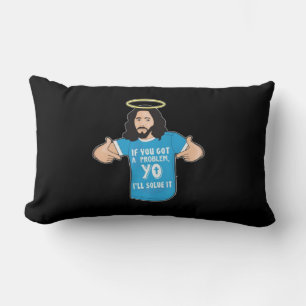 Funny Jesus Shirt Christian Meme Yo I'll Solve It Lumbar Pillow