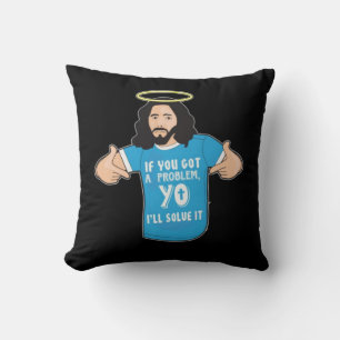 Funny Jesus Shirt Christian Meme Yo I'll Solve It Throw Pillow
