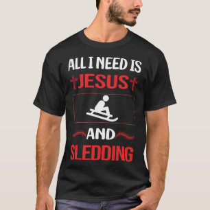 Funny Jesus Sledding Sledging Sleighing T-Shirt