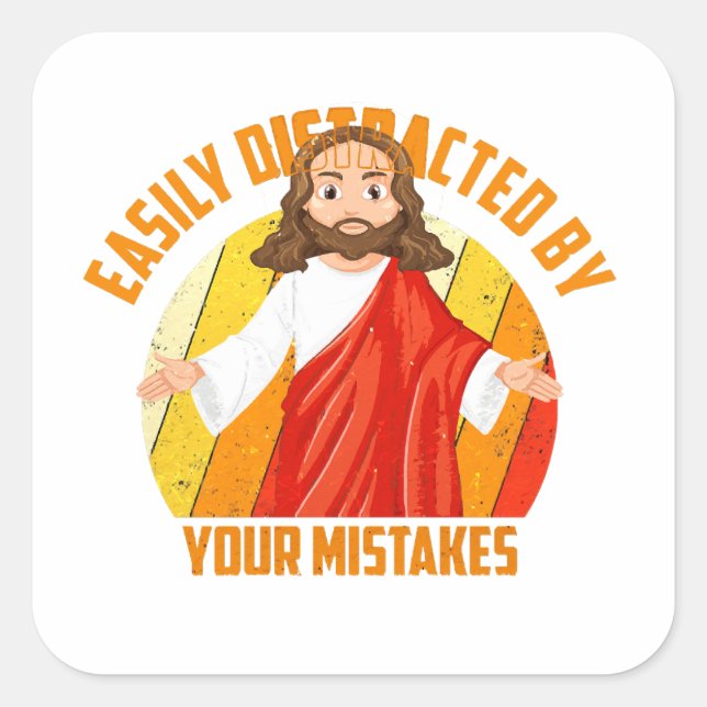Funny Jesus Square Sticker (Front)