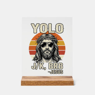 Funny Jesus Vintage Sunset Engraving Quote Design_ Acrylic Sign