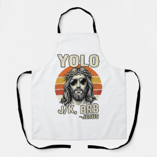 Funny Jesus Vintage Sunset Engraving Quote Design_ Apron