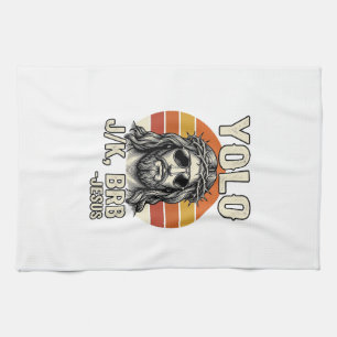 Funny Jesus Vintage Sunset Engraving Quote Design_ Kitchen Towel