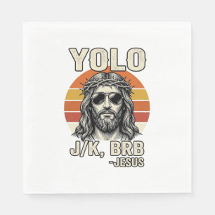 Funny Jesus Vintage Sunset Engraving Quote Design_ Napkin