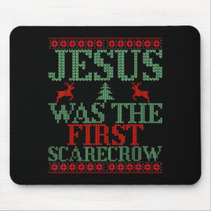 Funny Jesus Was The First Ecrow Ugly Sweater Style Mouse Pad