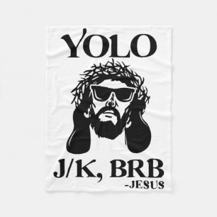 Funny Jesus Yolo Jk Brb Happy Easter Men Women  Fleece Blanket