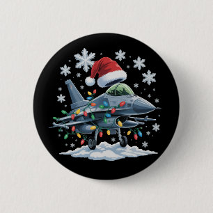 Funny Jet Fighter Military Christmas Holiday Xmas 2 Inch Round Button