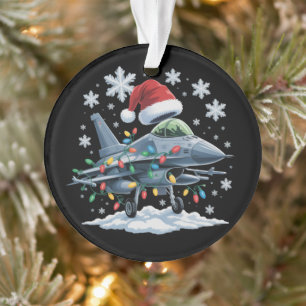 Funny Jet Fighter Military Christmas Holiday Xmas Ornament