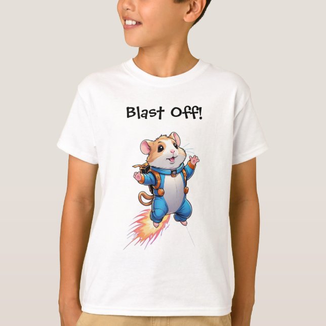 Funny Jetpack Hamster Kids T-Shirt (Front)