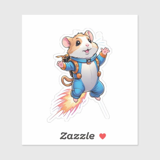 Funny Jetpack Hamster Sticker | Cartoon Animal  (Feuille)