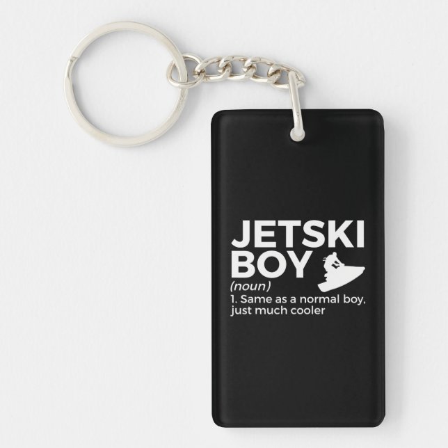 Funny Jetski Boy Definition Jet Skiing Keychain (Front)