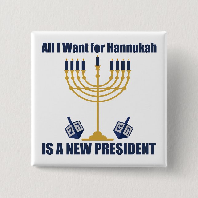 Funny Jewish Anti Trump Political Hanukkah 2 Inch Square Button (Front)