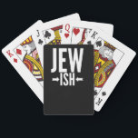Funny Jewish Gift for Bat/Bar Mitzvah or Hanukkah Playing Cards<br><div class="desc">This Jewish gift is funny for anyone who is only a little Jewish or maybe just half Jewish. They can use this around Hanukkah or Christmas as a funny joke while everyone else has an ugly Christmas sweater. This funny Jewish gift says Jew Ish with arrows pointing to the ish,...</div>