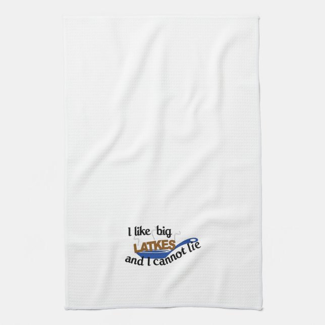 Funny Jewish Latke Hanukkah kitchen towel (Vertical)
