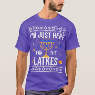Funny Jewish Latkes Hanukkah Chanukah Menorah Cand T-Shirt