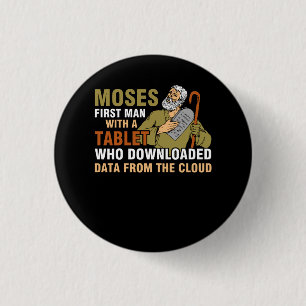 Funny Jewish Passover Moses Tablet Data Cloud Comp 1 Inch Round Button