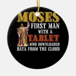 Funny Jewish Passover Moses Tablet Data Cloud Comp Ceramic Ornament