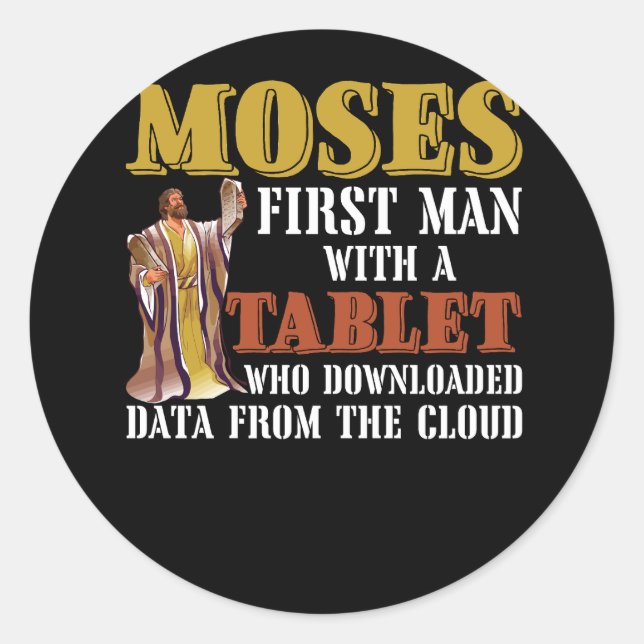 Funny Jewish Passover Moses Tablet Data Cloud Comp Classic Round Sticker (Front)
