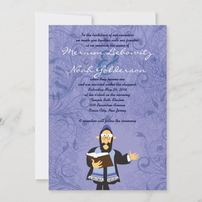 Funny Jewish Rabbi Wedding Invitation (Front)