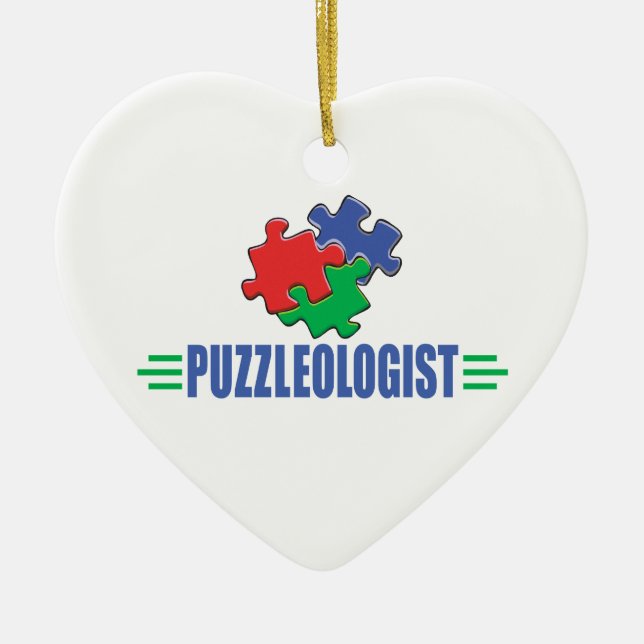Funny Jigsaw Puzzle Ceramic Ornament (Front)