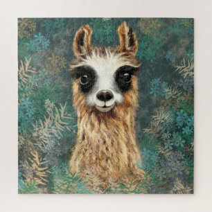 Funny Jigsaw Puzzle with Curious Baby Llama