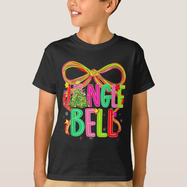 Funny Jingle Bells Coquette Bow Merry Christmas Gi T-Shirt (Front)