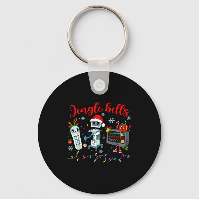 Funny Jingle Bells Telemetry Nurse Christmas Tech  Keychain (Front)