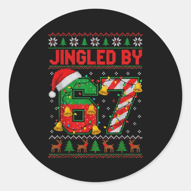 Funny Jingled By 67 Christmas Holiday Women Kids X Classic Round Sticker (Front)