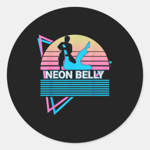 Funny Jiu Jitsu Bjj Retro Neon Belly Classic Round Sticker